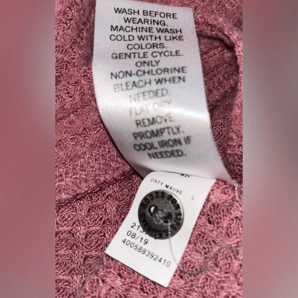 Sonoma Pink Rose Mauve Button-Up Ribbed Long Cardigan Size L Fall Layers Kohl’s - Picture 5 of 5